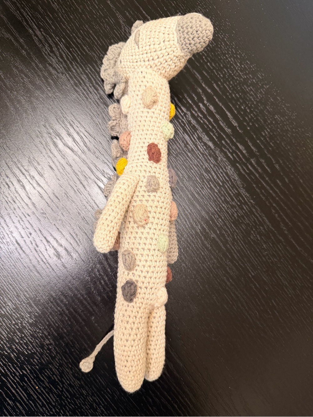 Land Of Nod Crochet Beige Giraffe Plush with Multicolor Spots